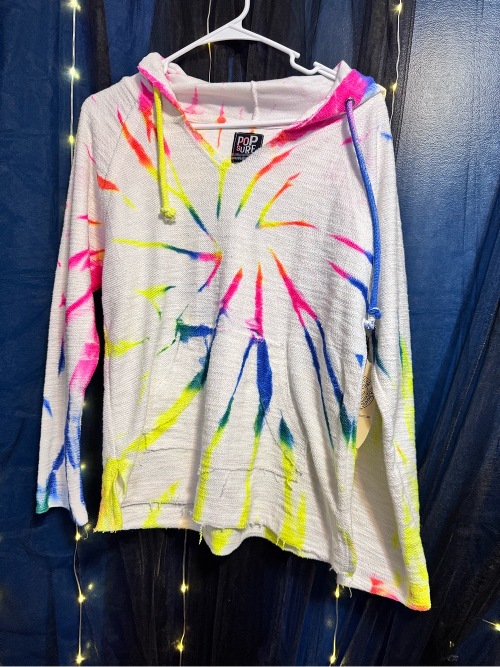 Pop Surf Women's White Tie-Dye Lightweight Hoodie